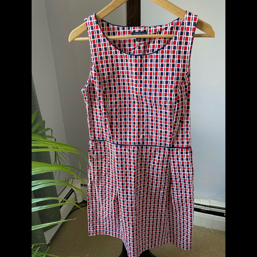 Tommy Hilfiger midi check plaid red dress